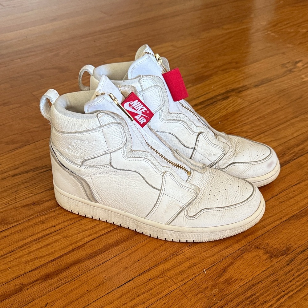 White Nike Air Jordan 1 Retro High Zip Sneakers